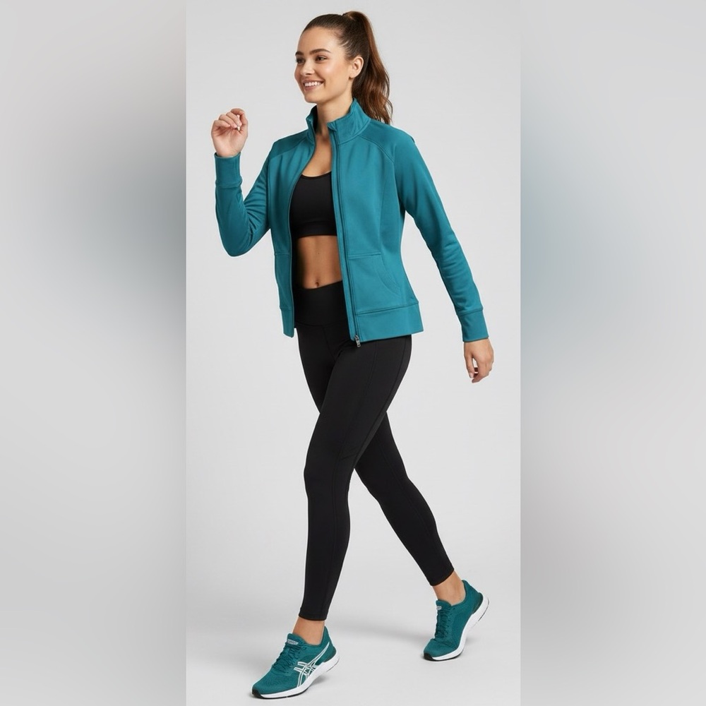 Under Armour Semi Fitted Aquamarine Track Full Zip Up Jacket, Size SM/P